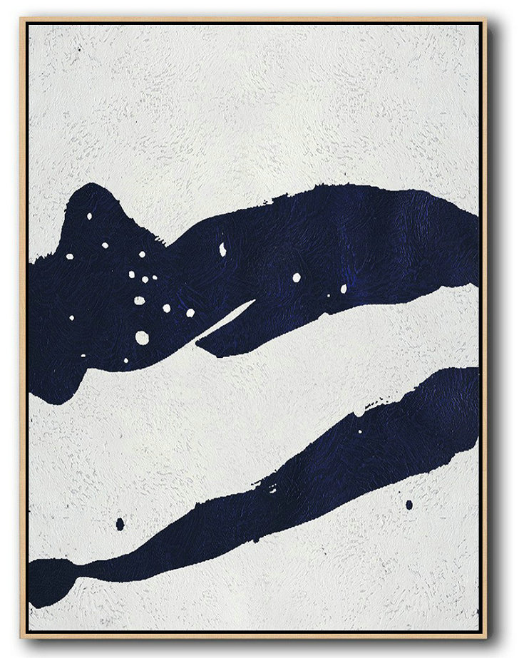 Buy Hand Painted Navy Blue Abstract Painting Online,Original Art Acrylic Painting #L5J9